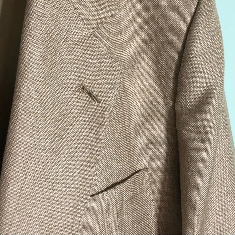 Vintage Lanvin wool blend beige natural unisex blazer sports coat 52R women’s XL